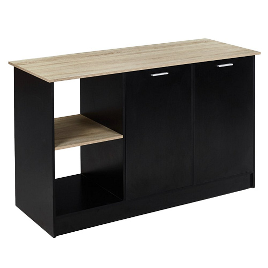 Kuchyňský ostrůvek, 150x60 cm, dub/černá, POMPEJ