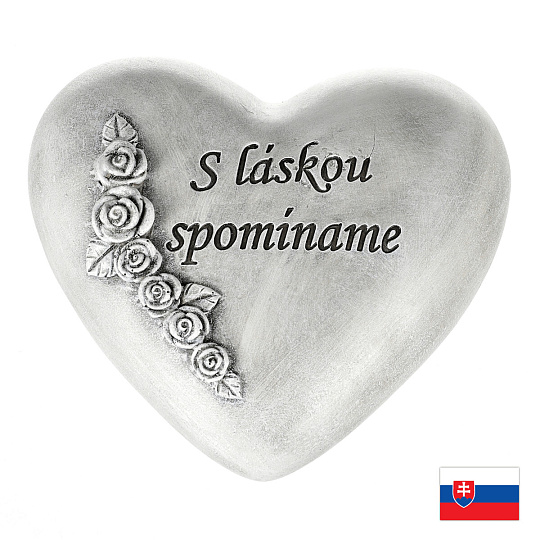 Srdce s růží - polyresin, SK nápis