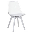Židle, transparentní bílá, akryl/ekokůže/bílá, BALI 3 NEW