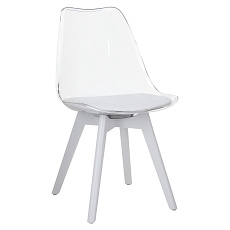 Židle, transparentní bílá, akryl/ekokůže/bílá, BALI 3 NEW