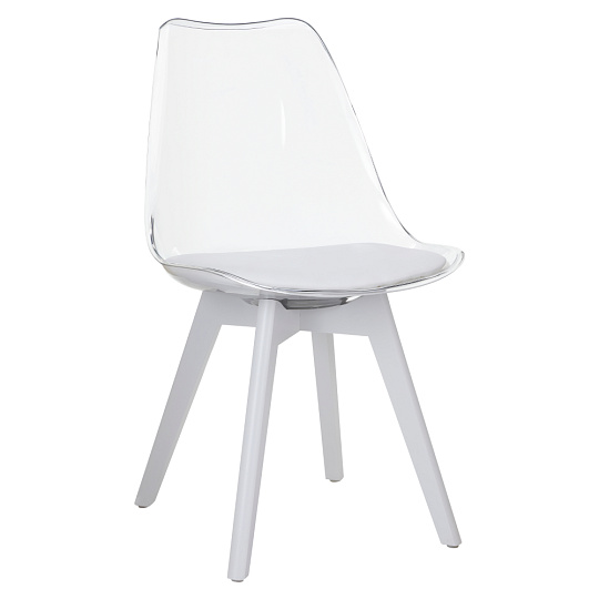 Židle, transparentní bílá, akryl/ekokůže/bílá, BALI 3 NEW