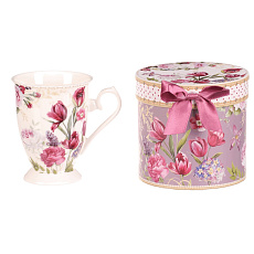 Hrnek malovaný - porcelán, dárková dóza, motiv květin Hrnek malovaný - porcelán, dárková dóza, motiv květin