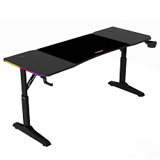 Pevný herní stůl 160x60cm, RGB LED, výběr výšky, melamin, carbon, LT-H1216 BK Pevný herní stůl 160x60cm, RGB LED, výběr výšky, melamin, carbon, LT-H1216 BK
