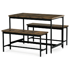 Jídelní set s 2 lavicemi, 110x60x75cm, mdf, old wood, AUT-G1175 OLW