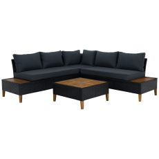 Zahradní ratanový set, akáciové dřevo, černá/šedá/přírodní, MALKOM Zahradní ratanový set, akáciové dřevo, černá/šedá/přírodní, MALKOM