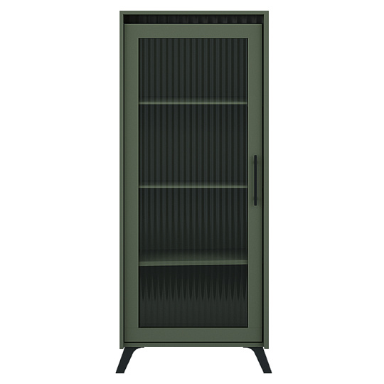 Vitrína, smoke zelená/černá, LONGY REG1W