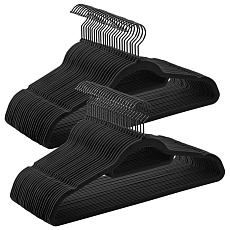 Sametová ramínka, plast, černá, set 50 ks, ASR-E1021 BK