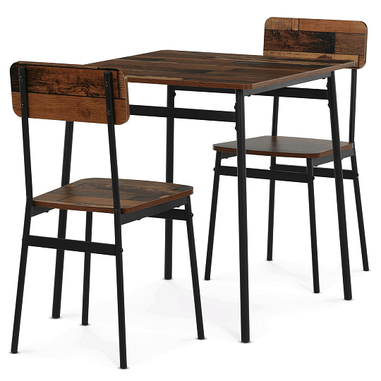 Jídelní set s 2 židlemi, 70x70x76cm, mdf, old wood, AUT-O2121 OLW2 Jídelní set s 2 židlemi, 70x70x76cm, mdf, old wood, AUT-O2121 OLW2