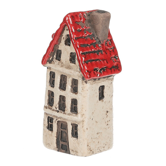 Domeček keramický - patrový, vel. S, béžový-červený