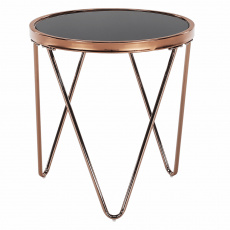 Příruční stolek, rose gold chrom růžová / černá, VALERO Příruční stolek, rose gold chrom růžová / černá, VALERO