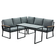 Zahradní set, černá/šedá, FARLY