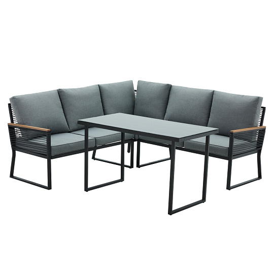 Zahradní set, černá/šedá, FARLY