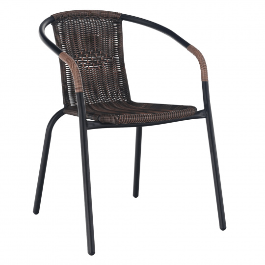 Stohovatelná židle, hnědá/černý kov, DOREN