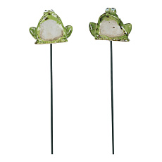 Žába na špejli - keramika, zelená, mix 2 druhů, cena za 1 ks