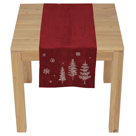Ubrus - běhoun, vánoční, červený, polyester a nylon, 40 x 140 cm