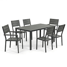 Zahradní sestava 156x78x74cm, polywood, šedá, AZS-B1656 GREY