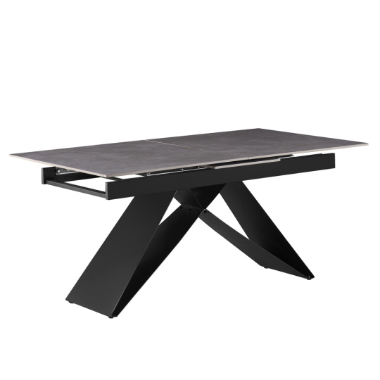 Jídelní rozkládací stůl, beton/černá, 160-200x90 cm, MAJED