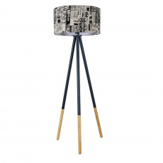 Stojací lampa, černý kov / látka, CINDA TYP 6 Stojací lampa, černý kov / látka, CINDA TYP 6