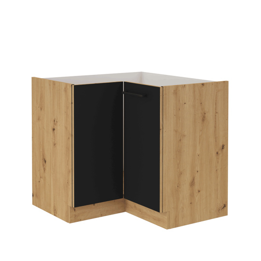 Spodní rohová skříňka, černý mat / dub artisan, Monro 90/90 DN 1F BB Spodní rohová skříňka, černý mat / dub artisan, Monro 90/90 DN 1F BB