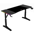 Pevný herní stůl 140x60cm, RGB LED, výběr výšky, melamin LT-H1214 BK