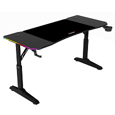 Pevný herní stůl 140x60cm, RGB LED, výběr výšky, melamin LT-H1214 BK Pevný herní stůl 140x60cm, RGB LED, výběr výšky, melamin LT-H1214 BK