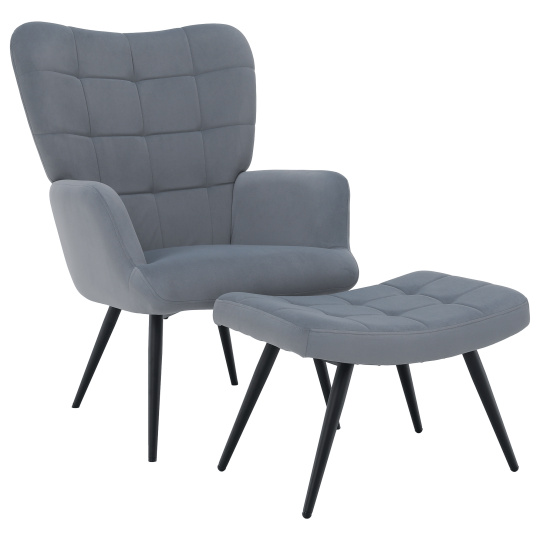 Křeslo s podnoží, šedá Velvet látka/černá, HABEN
