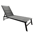 Polohovací zahradní lehátko, černá/šedá, LOPEZ