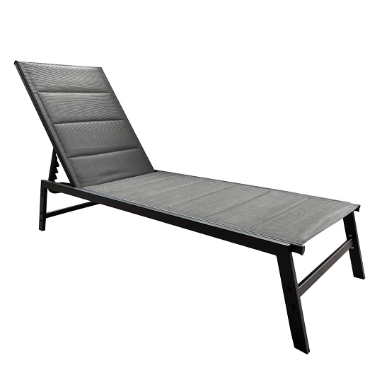 Polohovací zahradní lehátko, černá/šedá, LOPEZ Polohovací zahradní lehátko, černá/šedá, LOPEZ