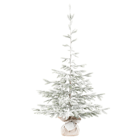Stromek v jutovém obalu - umělý smrk, 150 cm, zasněžený Stromek v jutovém obalu - umělý smrk, 150 cm, zasněžený