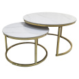 Konferenční stolky, set 2 ks, imitace mramoru/gold chrom-zlatý, DEVNET 3 NEW