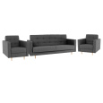 Celočalouněná sestava 3+1+1, látka tmavě šedá, AMEDIA