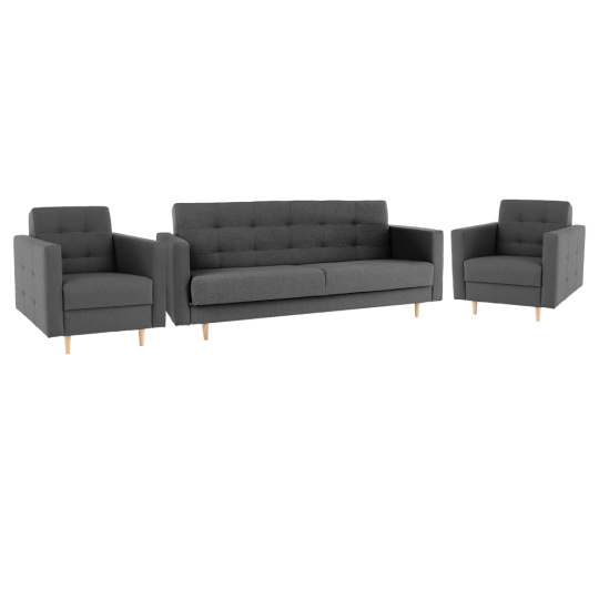 Celočalouněná sestava 3+1+1, látka tmavě šedá, AMEDIA Celočalouněná sestava 3+1+1, látka tmavě šedá, AMEDIA