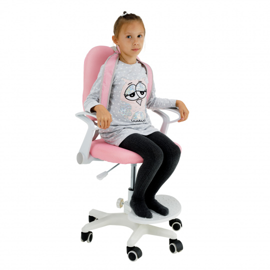 Rostoucí židle s podnoží a šlemi, růžová / bílá, ANAIS