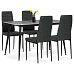 Jídelní set s 4 židlemi, 130x70x76cm mramor, ASE-1003 BK2