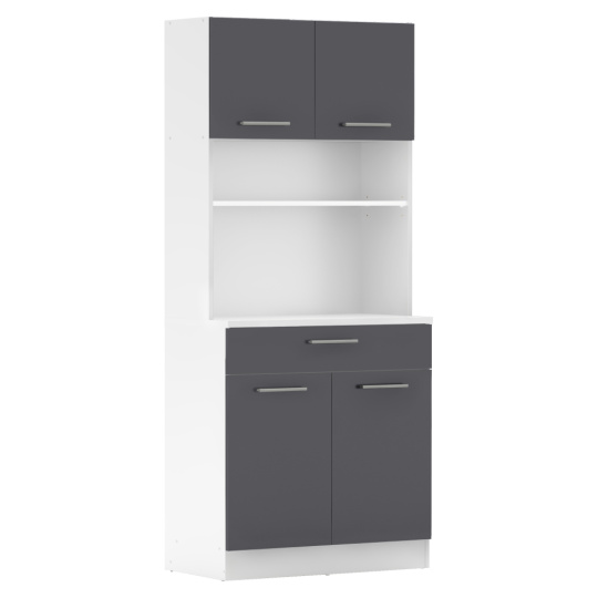 Čtyřdveřový kredenc, bílá/grafit, DOMIS NEW Čtyřdveřový kredenc, bílá/grafit, DOMIS NEW