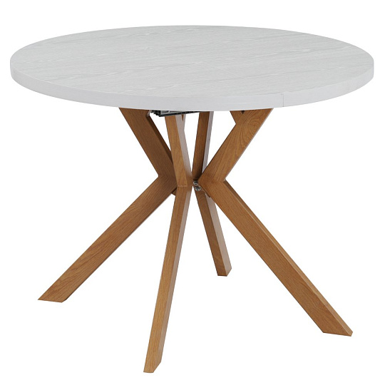 Jídelní rozkládací stůl, bílá/dub, 100-250x75,5 cm, LUKOS