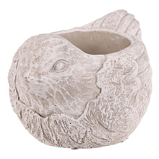 Obal na květiny - beton, ptáček, vel. L, šedo-bílý Obal na květiny - beton, ptáček, vel. L, šedo-bílý