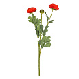 Ranunculus - umělý řezaný, 2 květy a poupě, oranžový