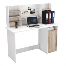 PC stůl, dub brushed / bílá, AMBRE PC stůl, dub brushed / bílá, AMBRE