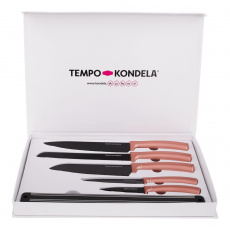 TEMPO-KONDELA LONAN, sada nožů, set 6 ks, s držákem, rose gold TEMPO-KONDELA LONAN, sada nožů, set 6 ks, s držákem, rose gold