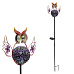 Sova s LED světlem (solar), kovová zahradní dekorace, zápich