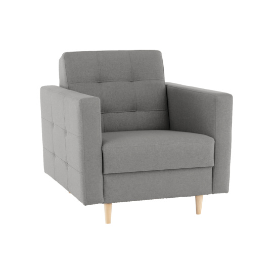 Celočalouněné křeslo, šedá látka, AMEDIA