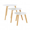 Set 3 konferenčních stolků, MDF bílá / přírodní bambus, BAROS