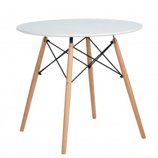 Jídelní stůl, bílá matná/buk, průměr 120 cm, DEMIN Jídelní stůl, bílá matná/buk, průměr 120 cm, DEMIN