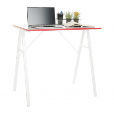 Počítačový stůl, bílá / červená, RALDO