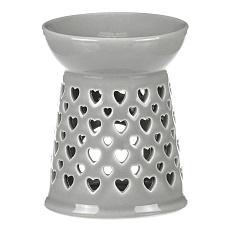 Aromalampa - porcelánová, se srdíčky, barva šedá