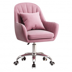 Kancelářské křeslo, růžová Velvet látka / chrom, KLIAN Kancelářské křeslo, růžová Velvet látka / chrom, KLIAN