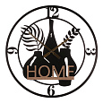 Hodiny nástěnné - pr. 60 cm, kov a MDF, nápis "HOME"