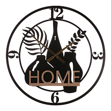 Hodiny nástěnné - pr. 60 cm, kov a MDF, nápis "HOME" Hodiny nástěnné - pr. 60 cm, kov a MDF, nápis "HOME"