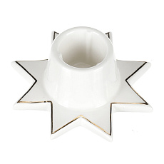 Svícen na kónickou svíčku - porcelán, tvar hvězdy, bílý